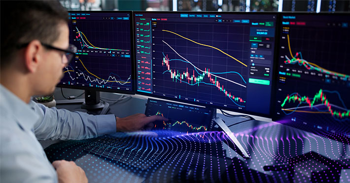 control room monitoring logistics data with data overlay