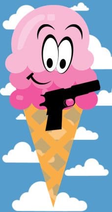 pink icecream cone with gun art