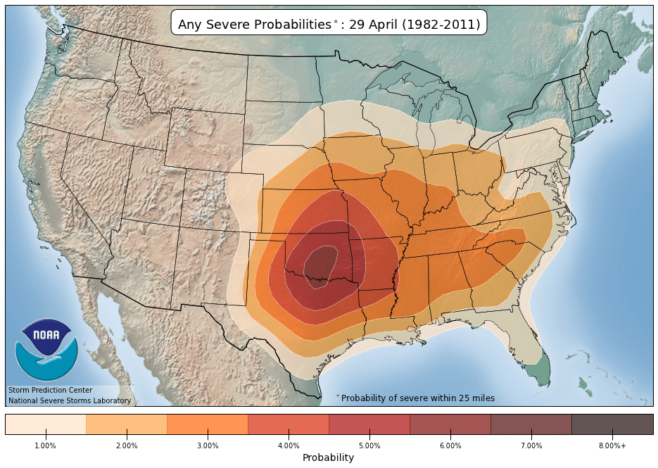 April Severe Probabilities Map