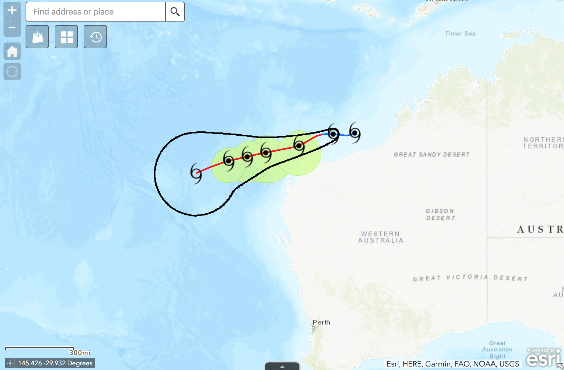 australia tropical storm tack map