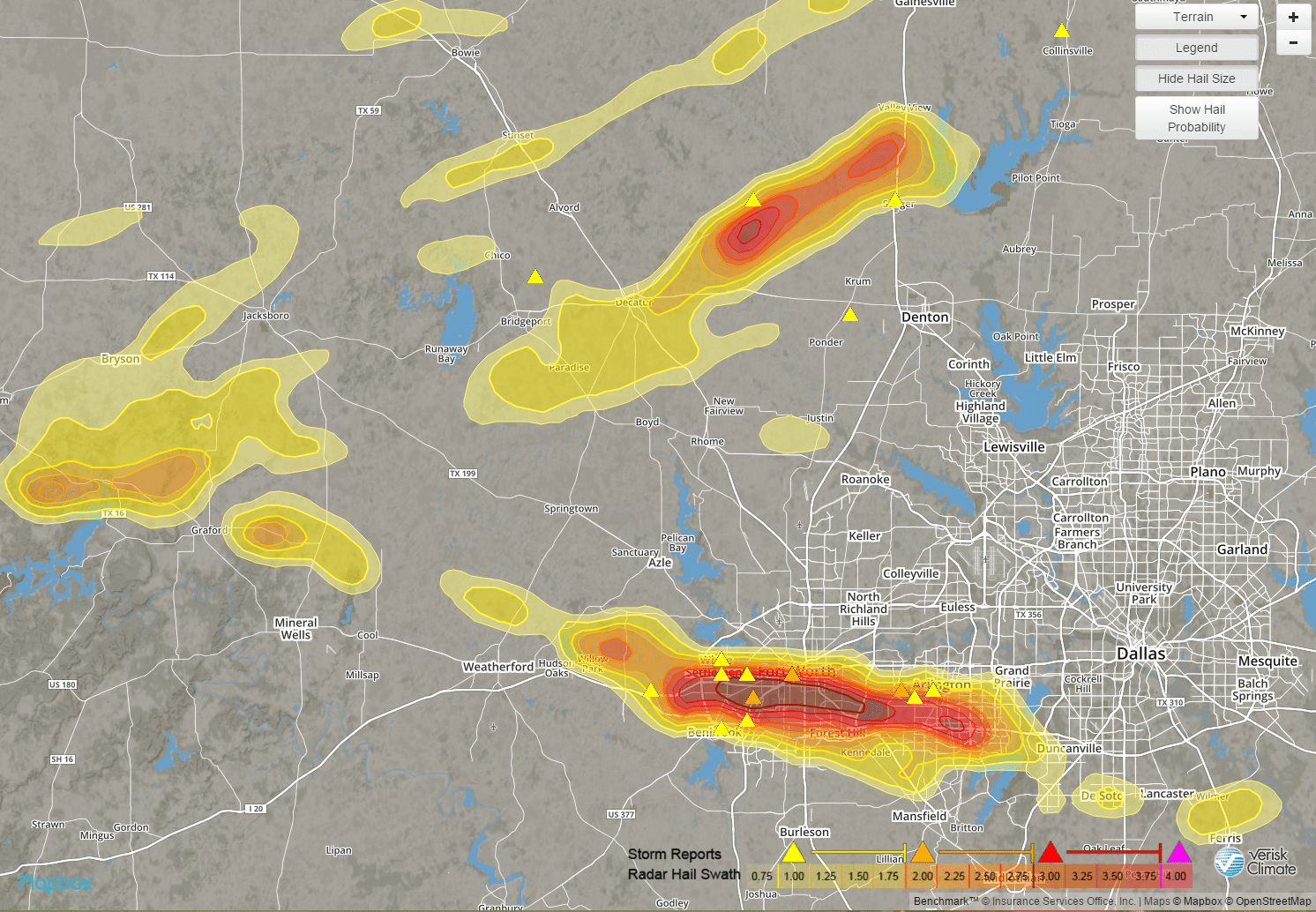 hail swath map