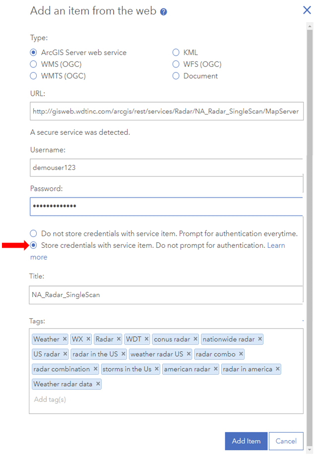 Adding Credentialed ArcGIS Screenshot 4