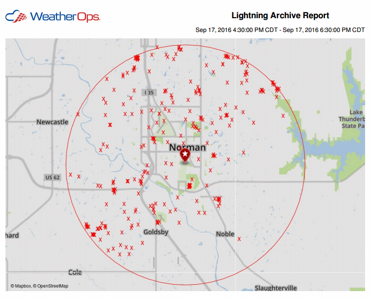 OU stadium lightning strikes