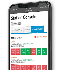 dtn ag weather station console on mobile device