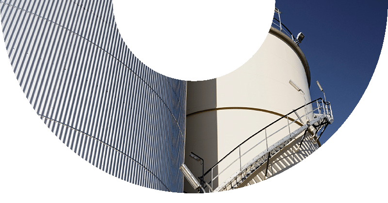 white and corrugated storage tanks