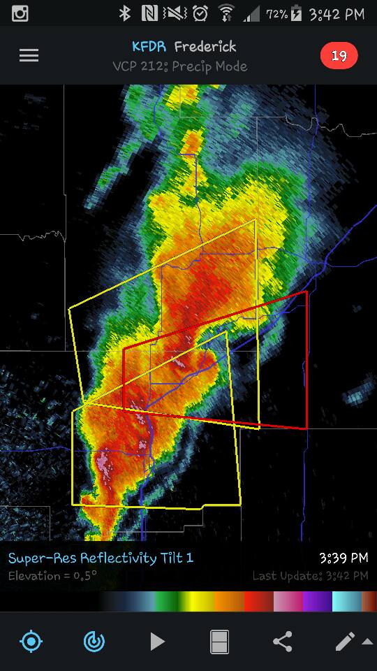 RadarScope image of a high precipitation supercell