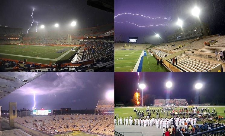 4 large stadium lightning strikes