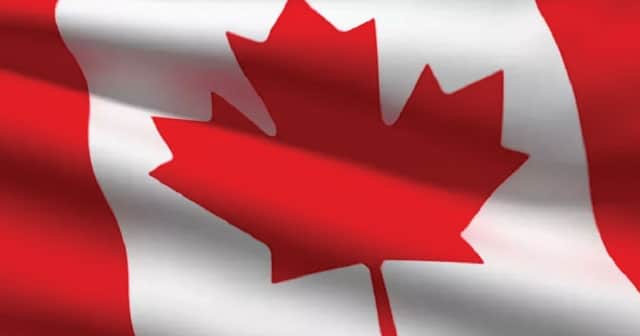 canadian flag rippling in wind