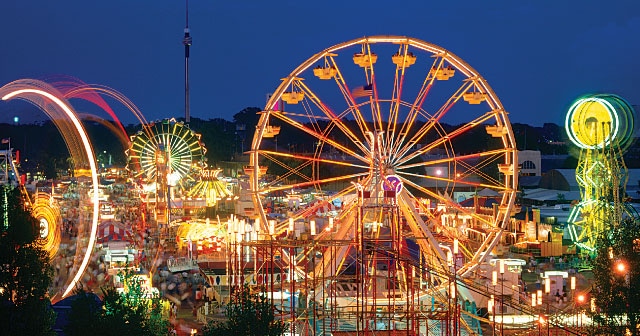 state fair lit up at night