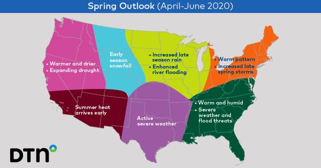 DTN 2020 Spring Outlook USA Map