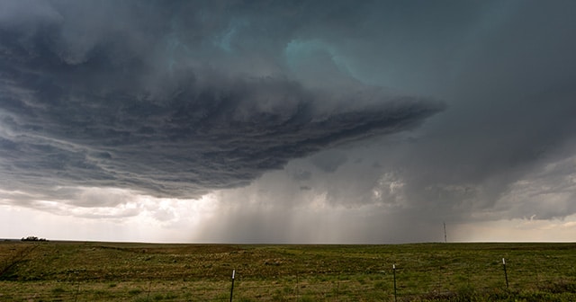 Rain storm in field