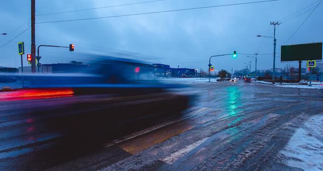 Cars on wet road