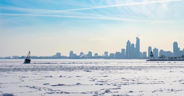 Frozen Lake Michigan in Chicago