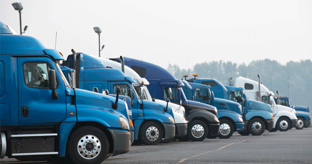 Trucking fleet lined up