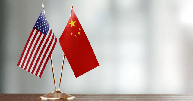 US and China flags