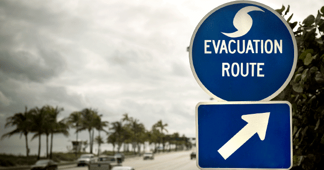 Evacuation Sign off Florida highway