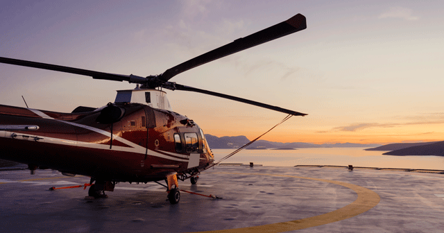 Helicopter on helipad