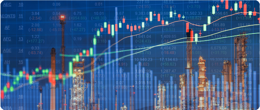 Stock market graph over Refinery image