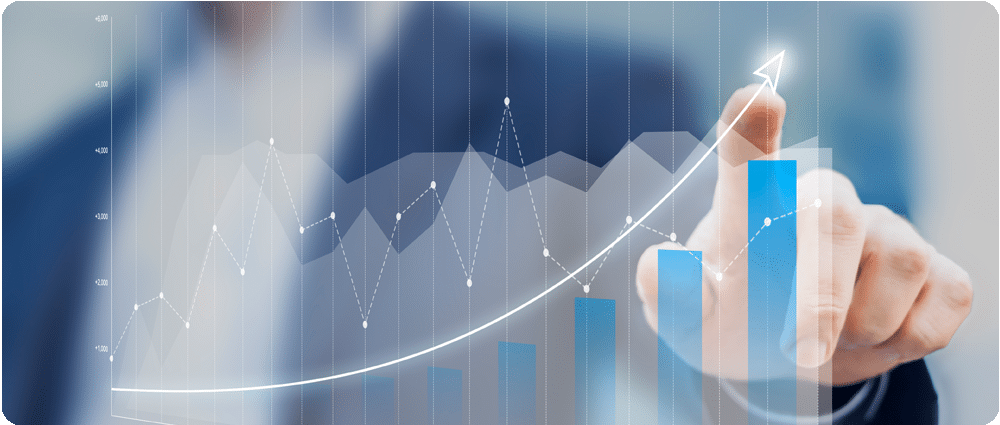 hand over rising bar graph