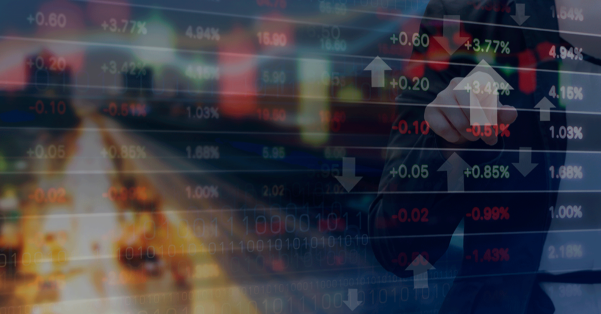 Traffic superimposed over trading chart