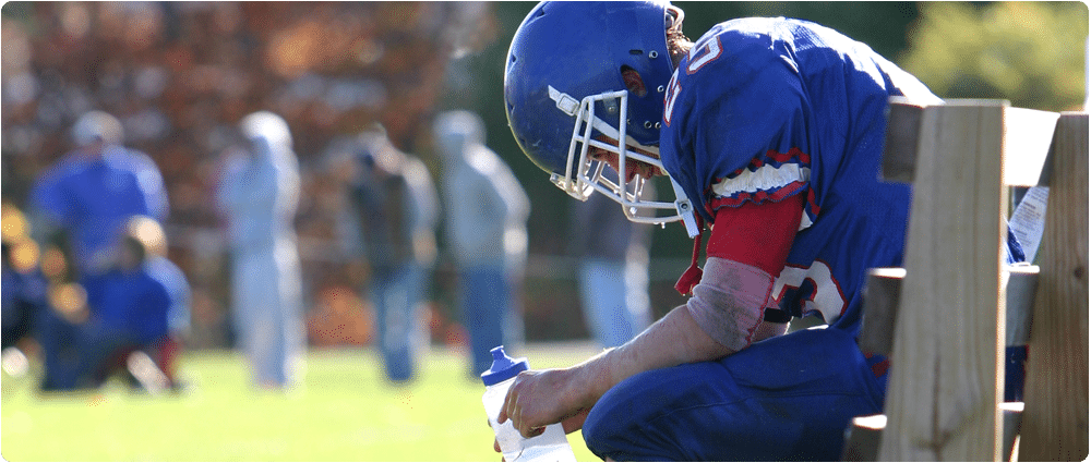 Football player overheated on the bench