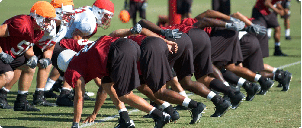 Football players lined up