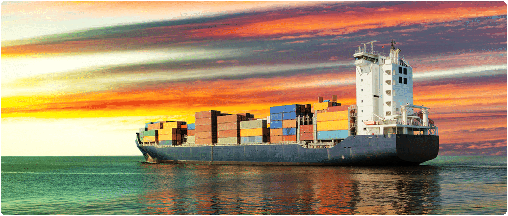 Cargo ship in calm waters