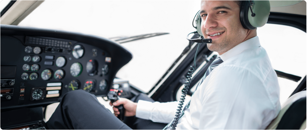 Helicopter pilot smiling