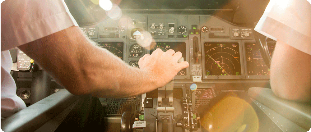 Pilots in cockpit
