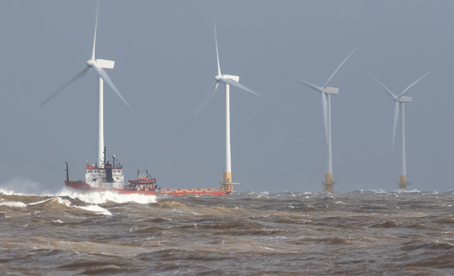 Wind farm in rough waters