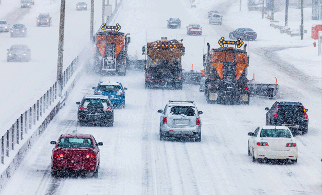 Traffic on snowy 