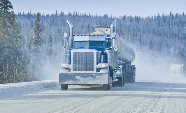 Truck on snowy road