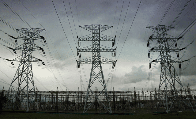 Power Towers in overcast