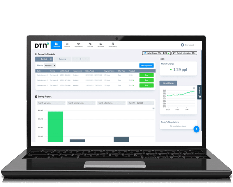 DTN Fuels marketplace buyer laptop vector
