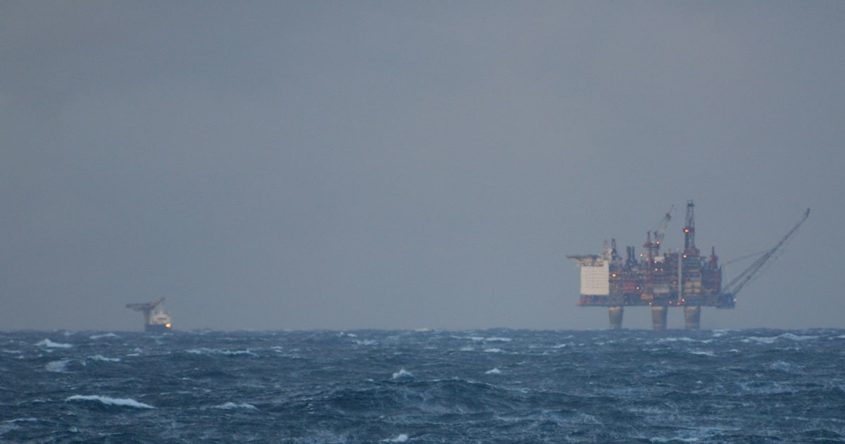 Offshore Platform and Vessel in Bad Weather