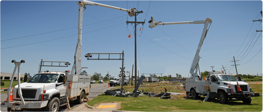 Power line repair trucks