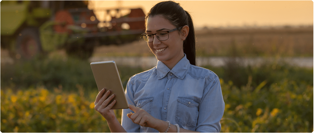 Farmer with tablet