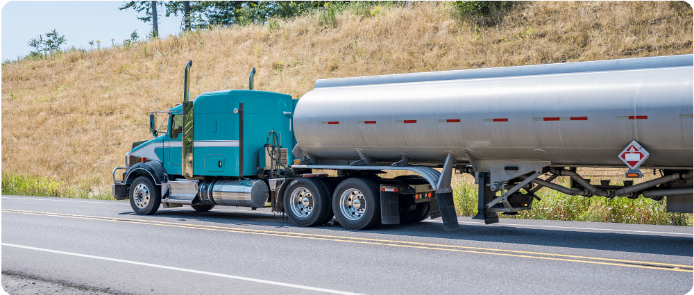 Fuel truck driving on the highway