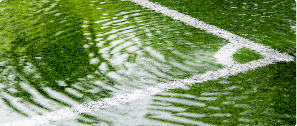 Flooded sports field