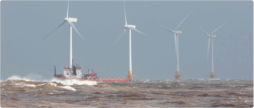 Offshore wind farm rough waters