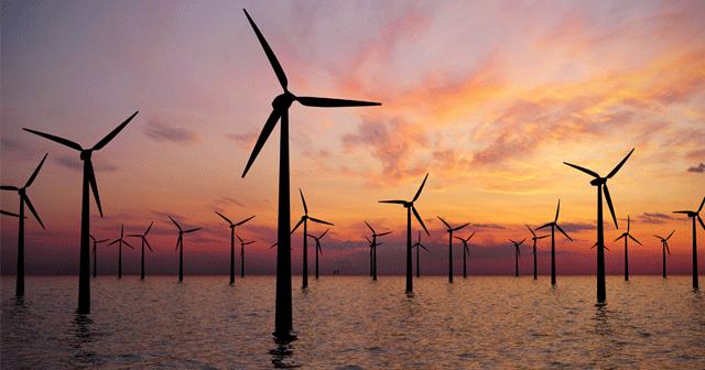 Blog header offshore wind farm silhouettes