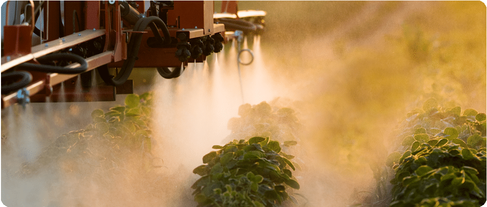 Soybean field being sprayed
