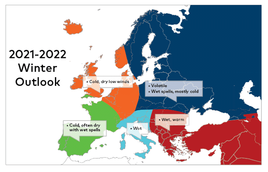 UK 2021-2022 Winter Outlook Map