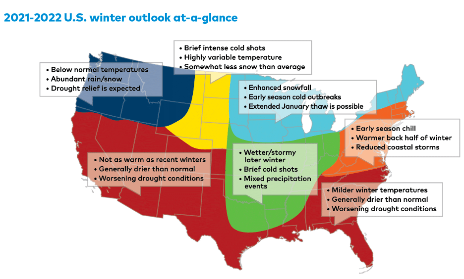 2021-2022 U.S. Winter Outlook at-a-Glance