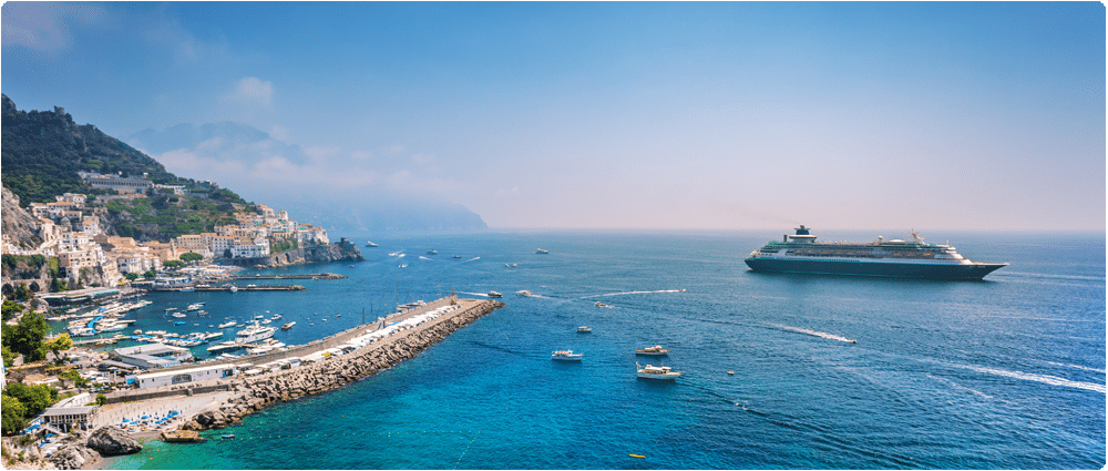 Cruise ship off the coast of Italy