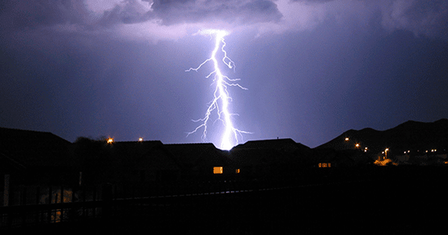 Blog header Lightning strike over houses