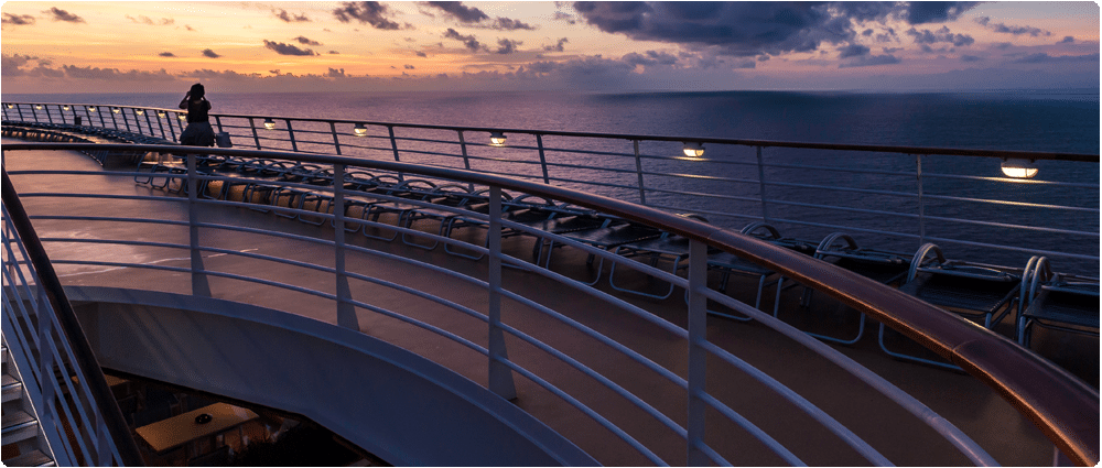 Passenger on cruise ship deck