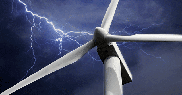 Blog header Wind turbine closeup with lightning