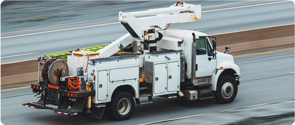 Utility truck driving