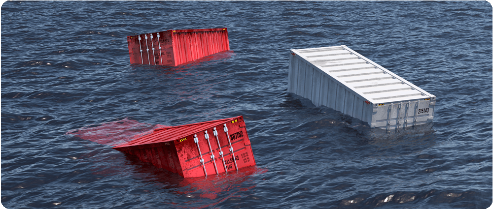 Containers in the sea
